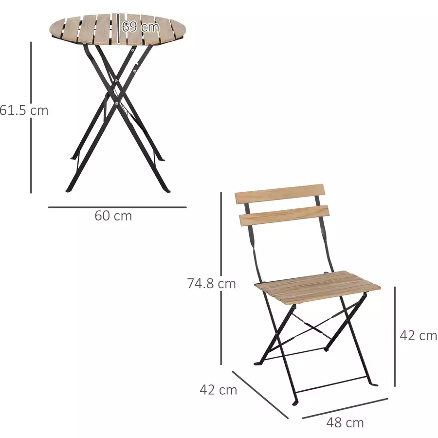 Outsunny Gartenmöbel-Set mit Klappfunktion natur