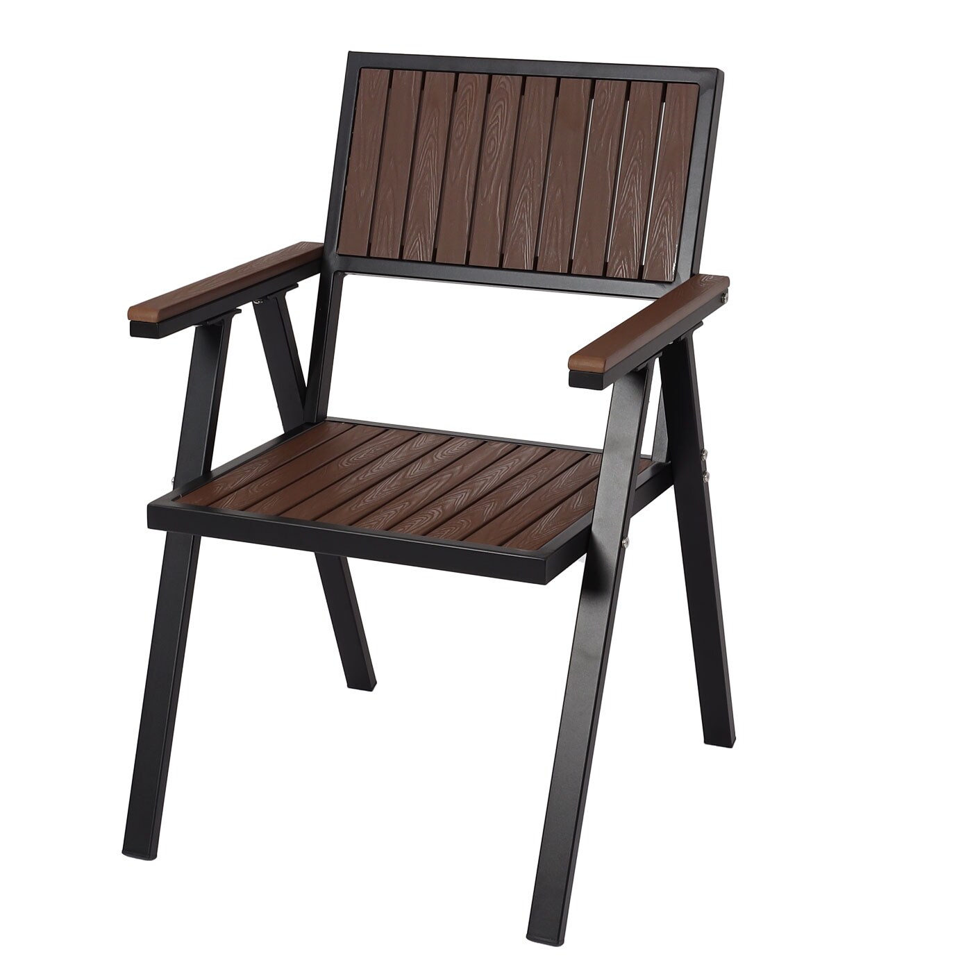 4er-Set Gartenstuhl+Gartentisch MCW-J95, Stuhl Tisch, Gastro Outdoor-Beschichtung, Alu Holzoptik ~ schwarz, dunkelbraun