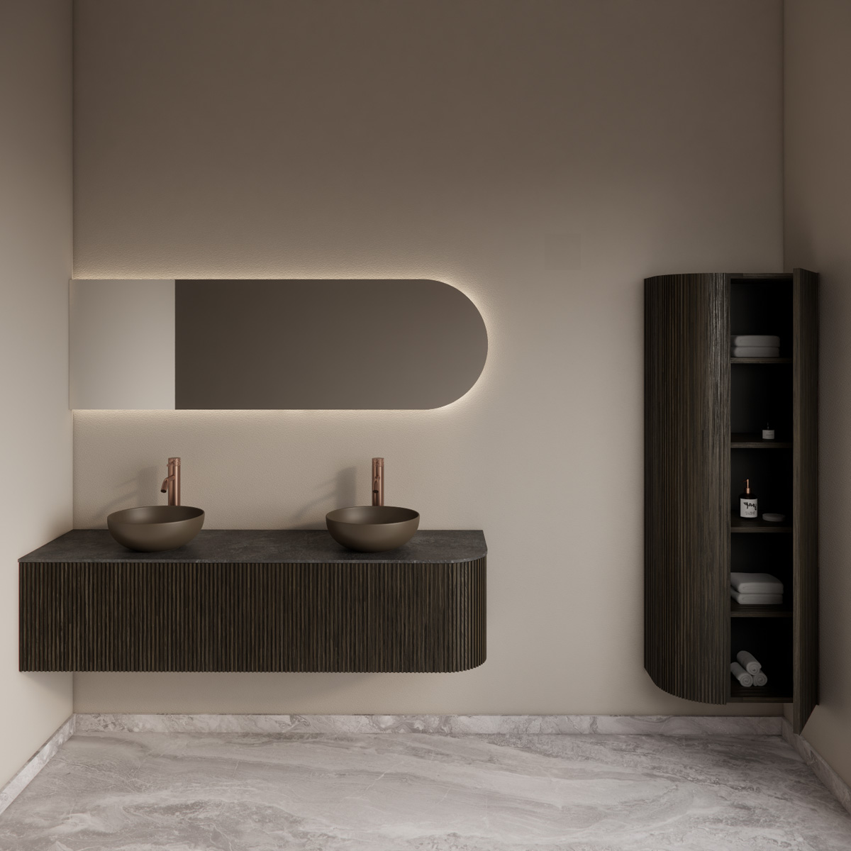 Gliss Design Alluro kolomkast 160cm met ronding links charcoal