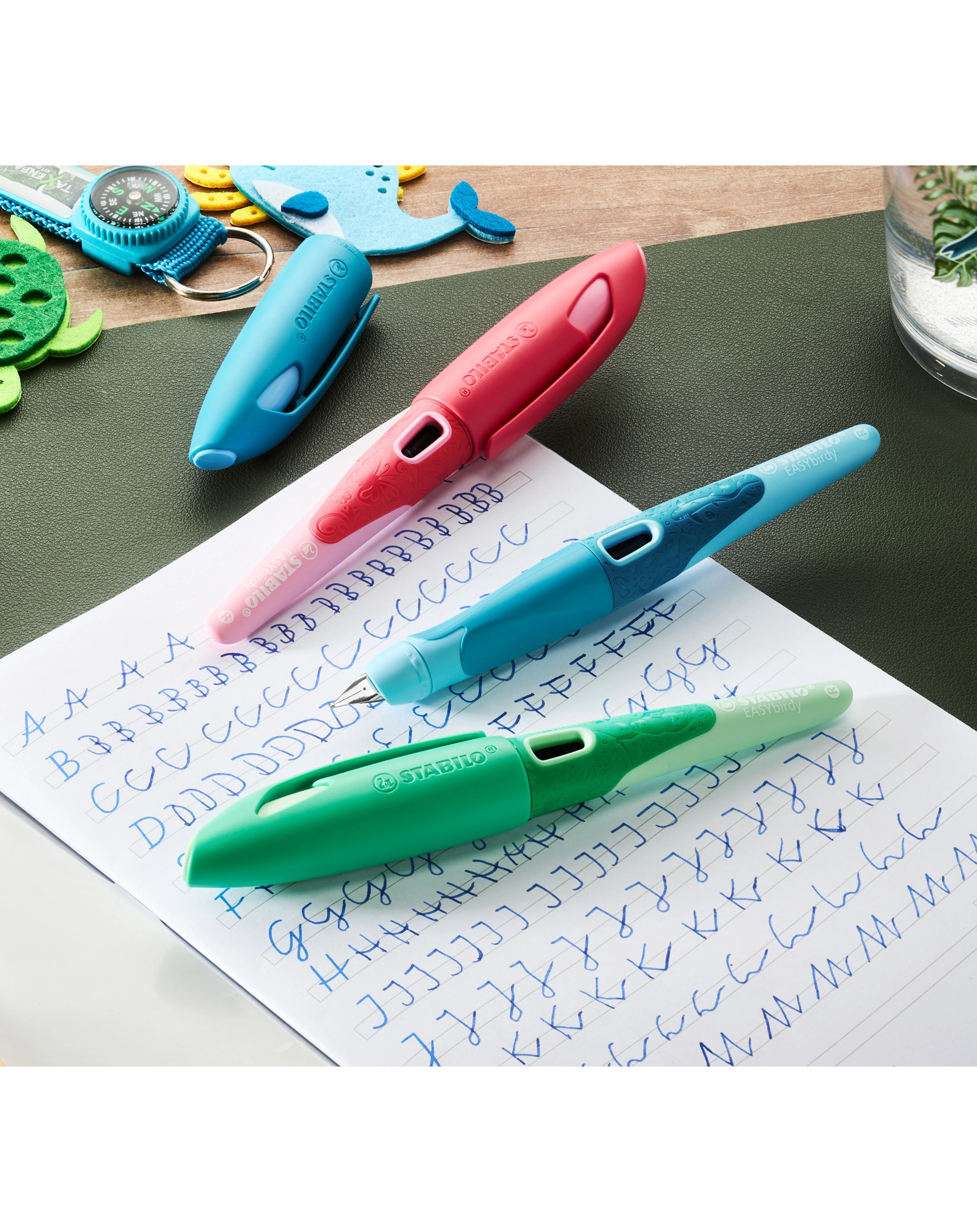 Schulfüller STABILO® EASYbirdy 3D Wildlife S.E. für Linkshänder in blau
