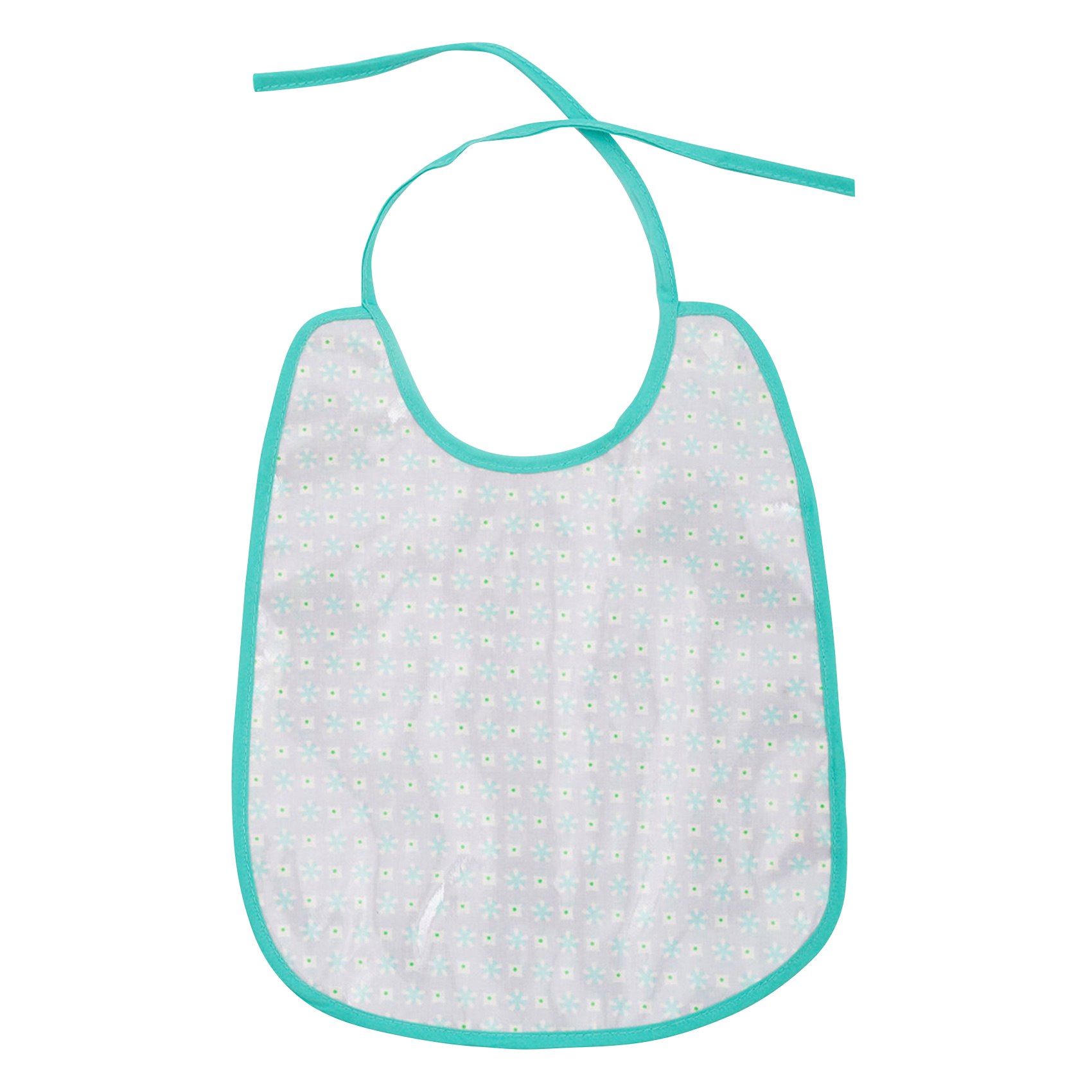 Bavoir imprimé fleuri en coton enduit | Bleu