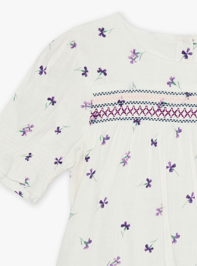 Blouse écrue à fleurs