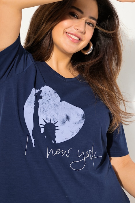 T-Shirt, New York, Classic, V-Ausschnitt, Halbarm