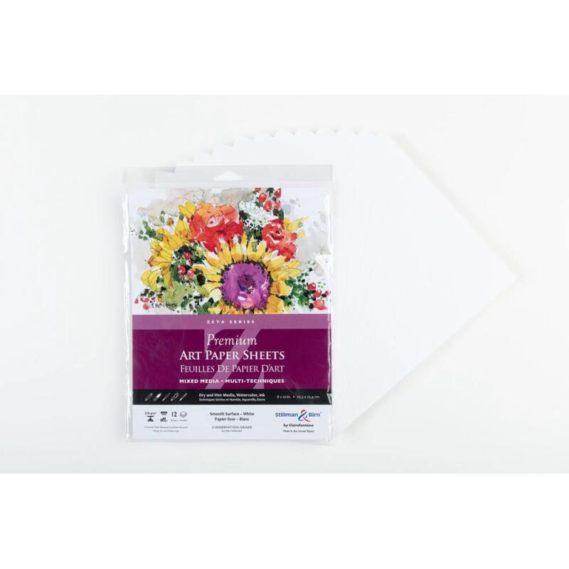 Sachet 12 feuil Zeta 270g - 20,3x25,4cm - Blanc