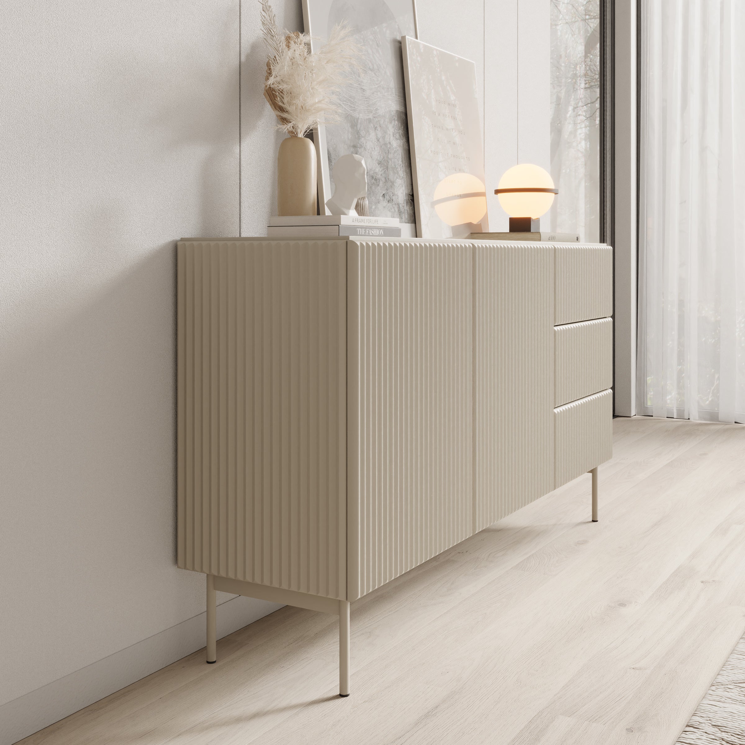 Meubella - Marajo - Dressoir - Beige - 147 cm
