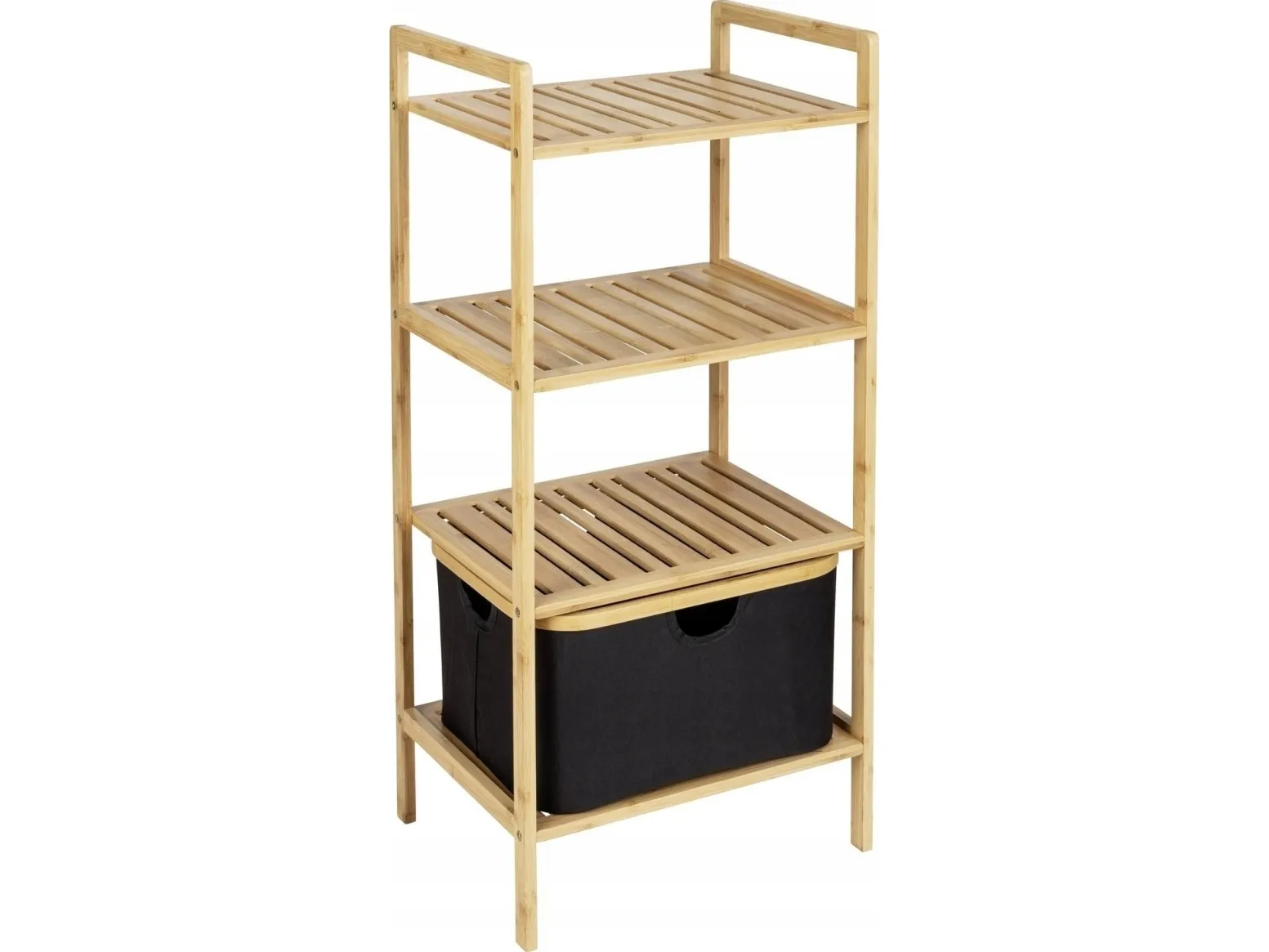 WENKO 50779100, Stativhylde, Fritstående, Bamboo, Polyester, Bamboo, Sort, Badeværelse, Soveværelse, Korridor, Veranda, Terrasse, Toilet, Garderobe, 3 hylder