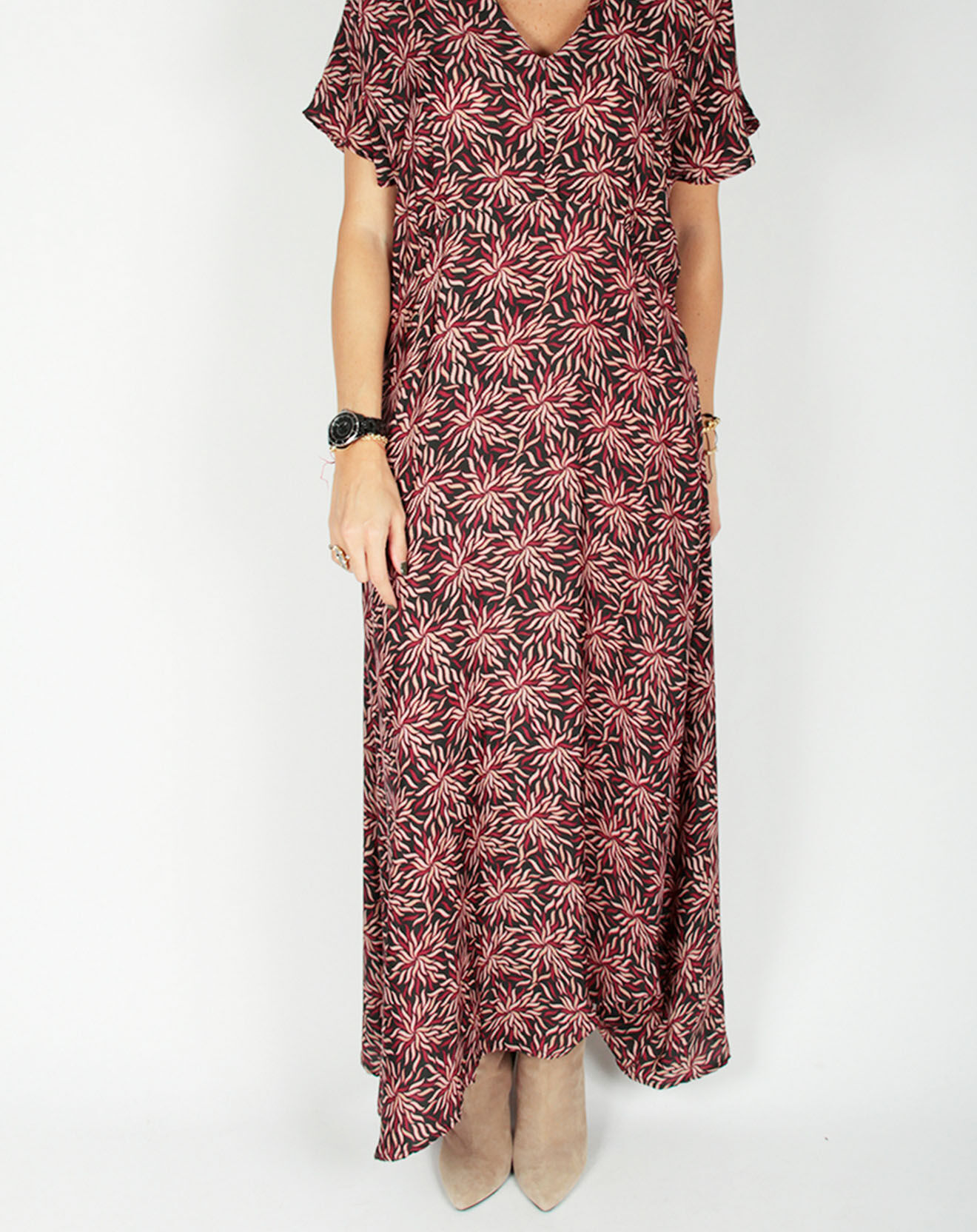 Lauren Vidal Robe en Soie mélangée Soan imprimée étoile rouge/noir