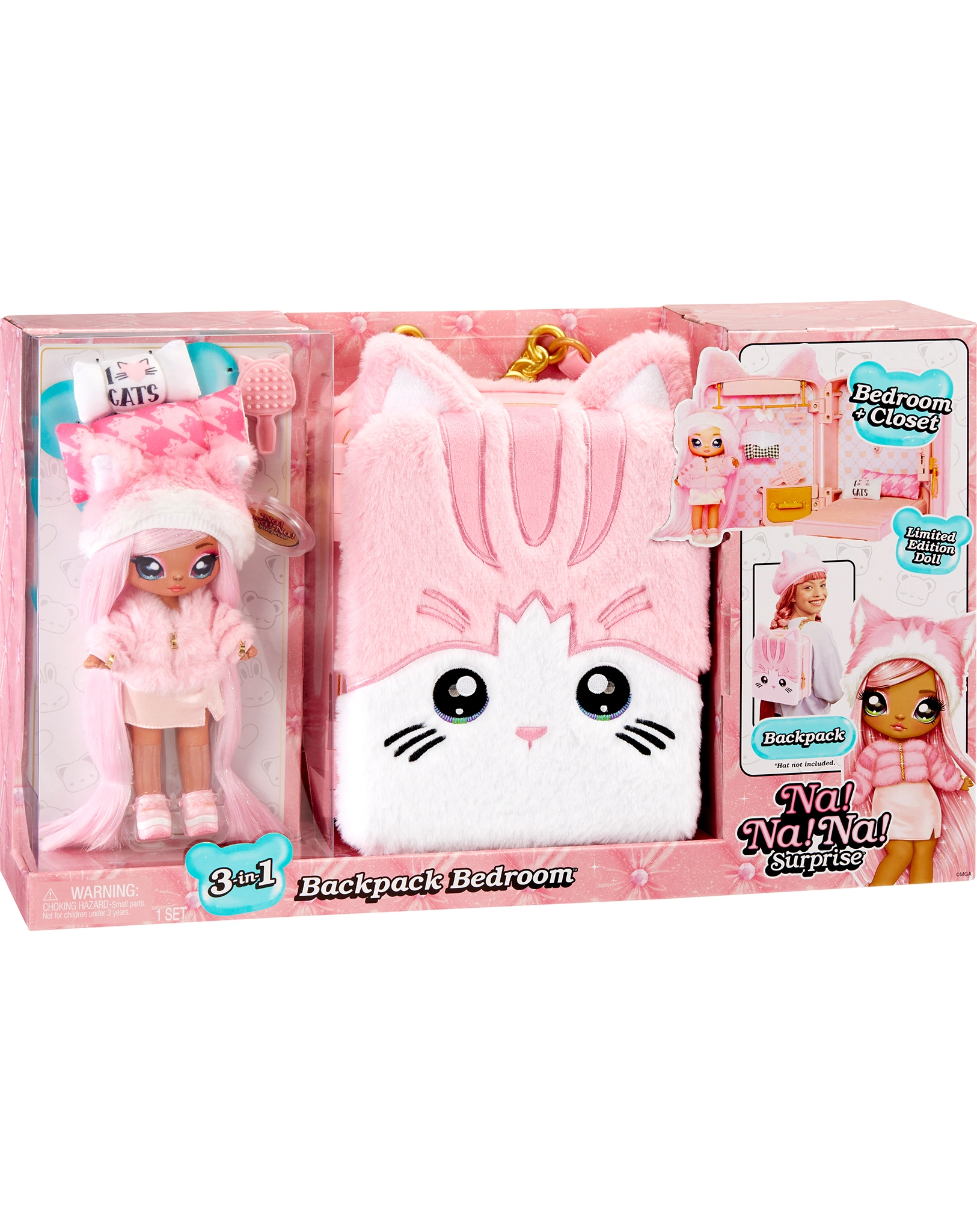 Puppen-Zubehör BACKPACK BEDROOM - PINK KITTY 3in1