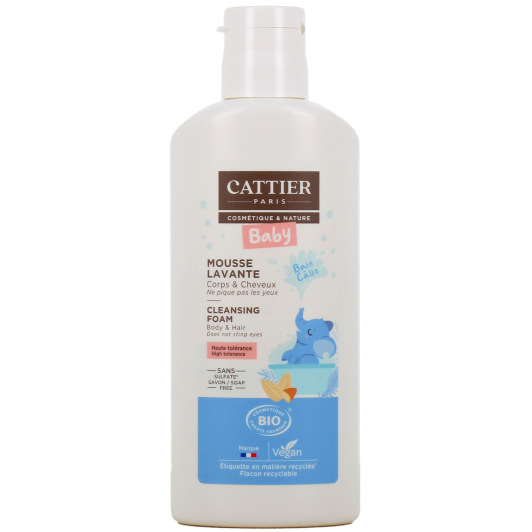 Cattier Bébé Mousse Lavante Cheveux et Corps - Sans savon