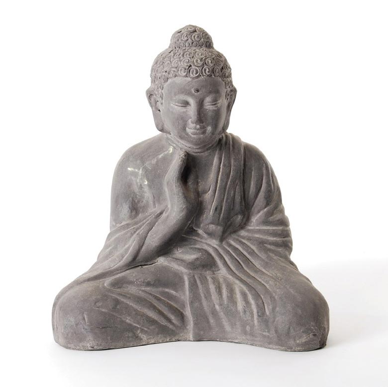 Sitzender Buddha, aus Ton, grau, L 15 cm, B 25 cm, H 29 cm von fischer's lagerhaus