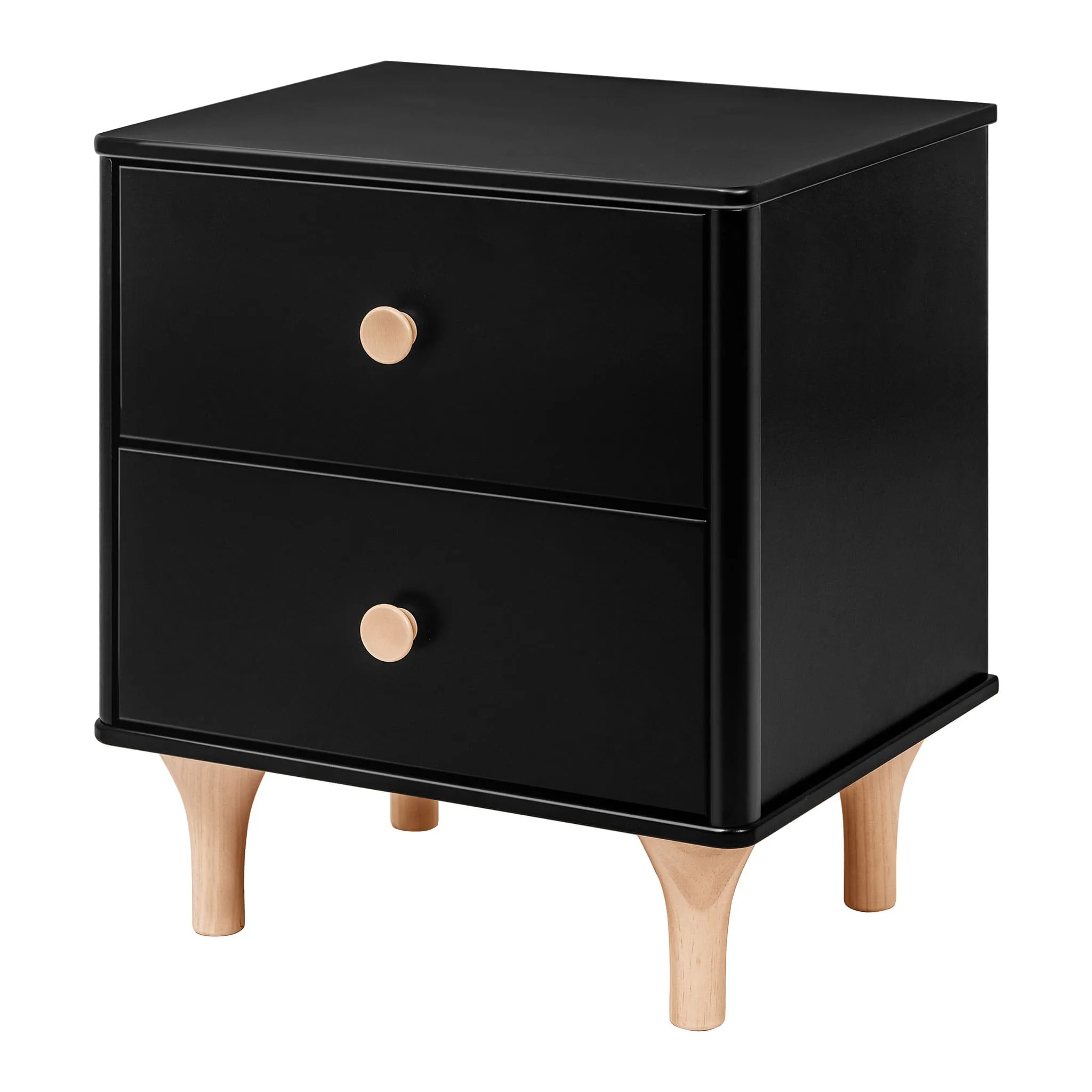 Babyletto Table de Nuit Lolly avec Port USB - Noir et Naturel Lavé