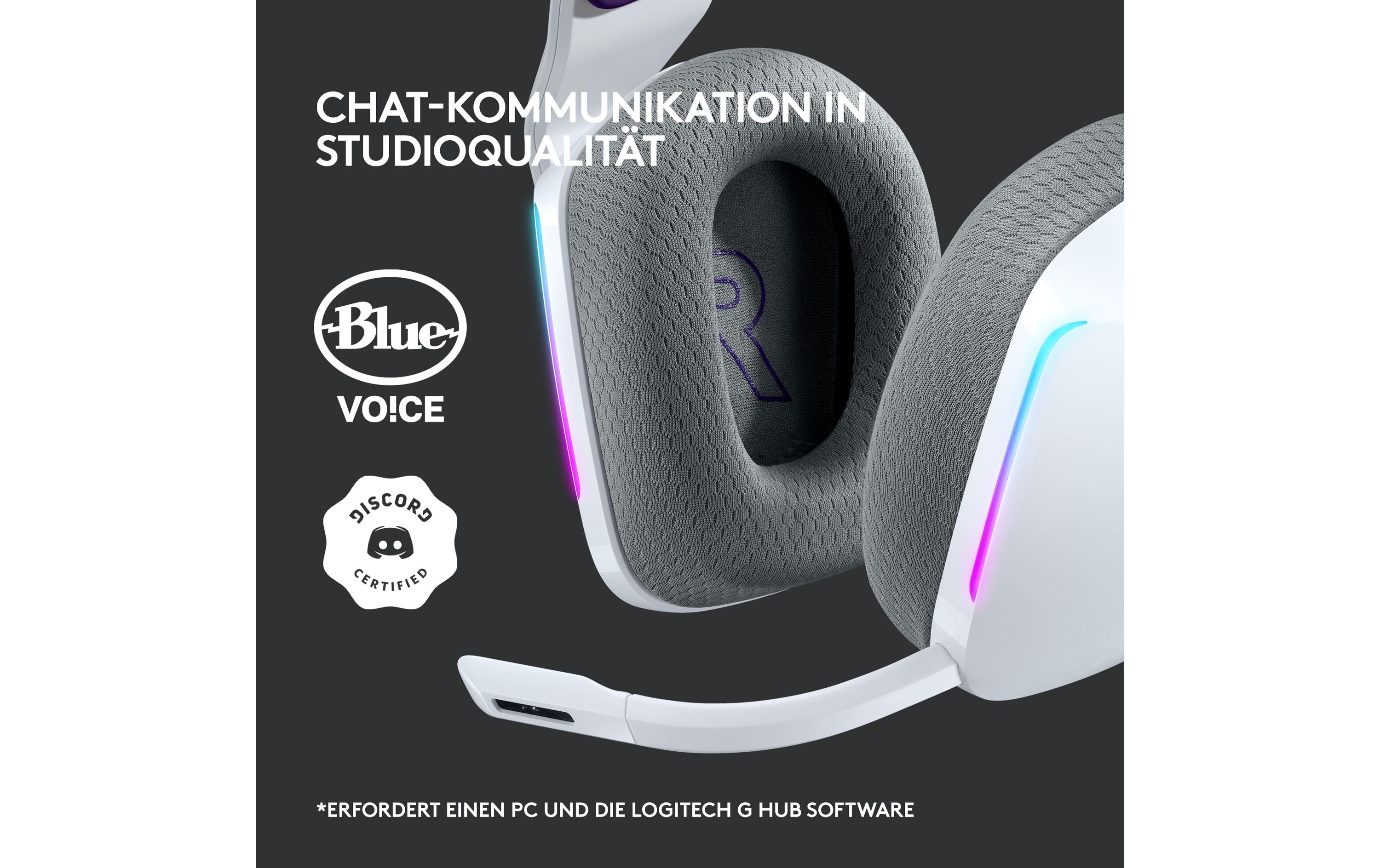 Headset G733 Lightspeed WeissWireless-Gaming-Headset mit DTS 7.1 Surround-Sound und RGB Beleuchtung