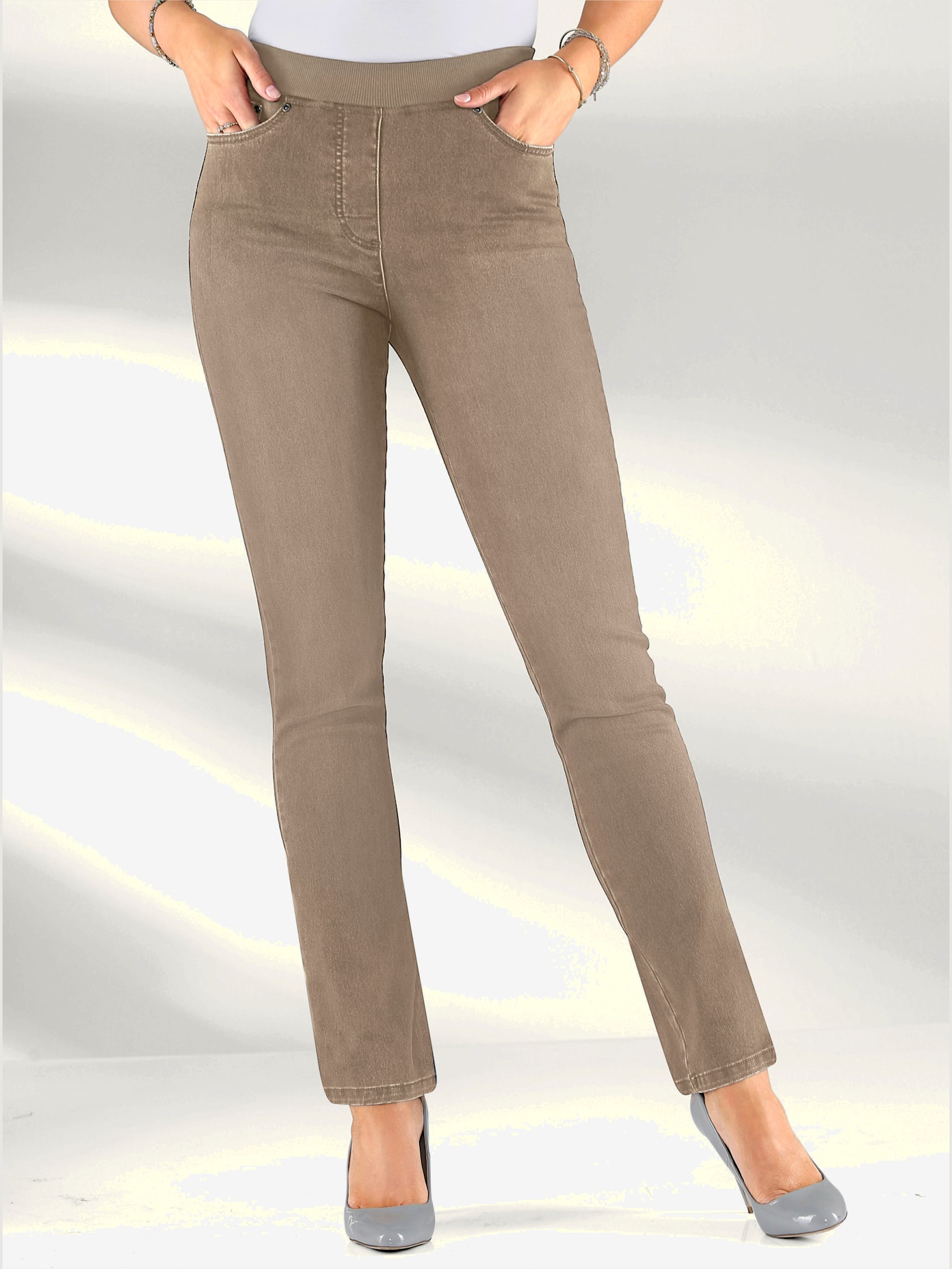 Jean femme confortable avec ceinture élastique