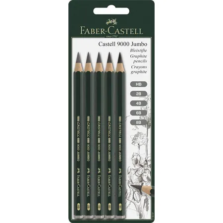 Faber-Castell Bleistift -Set Castell 9000 Jumbo, HB, 2B, 4B, 6B, 8B,