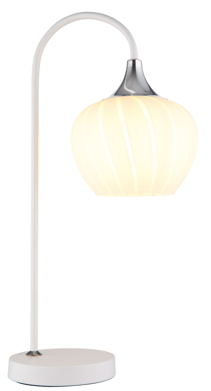 Tischleuchte - weiß - Glas mit Dekorillen - 54 cm