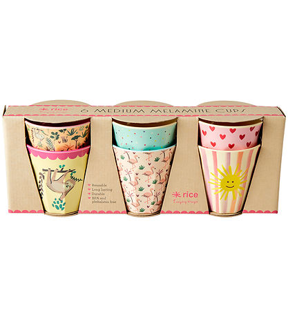 Rice Becher - Melamin - 6 st. - 250 ml - Pink/Funky Prints