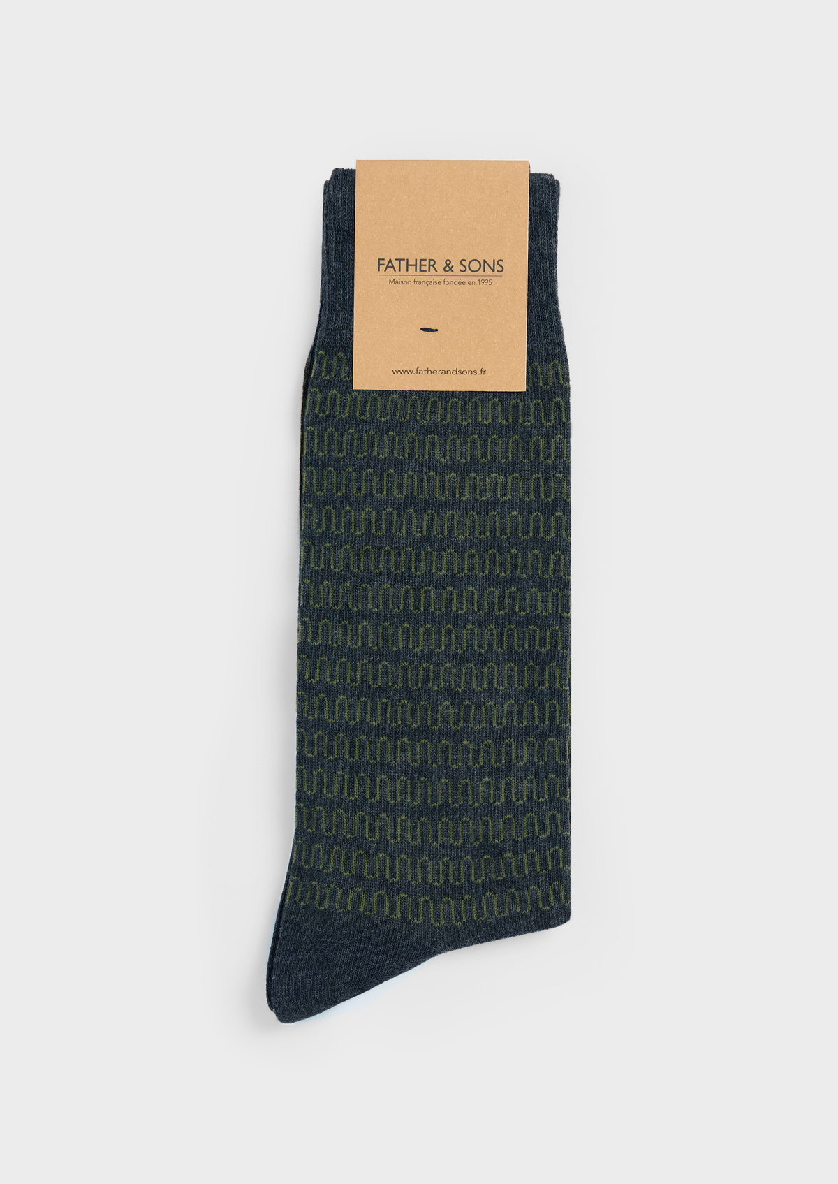 Chaussettes en coton bio mélangé anthracite à motif fantaisie jaune