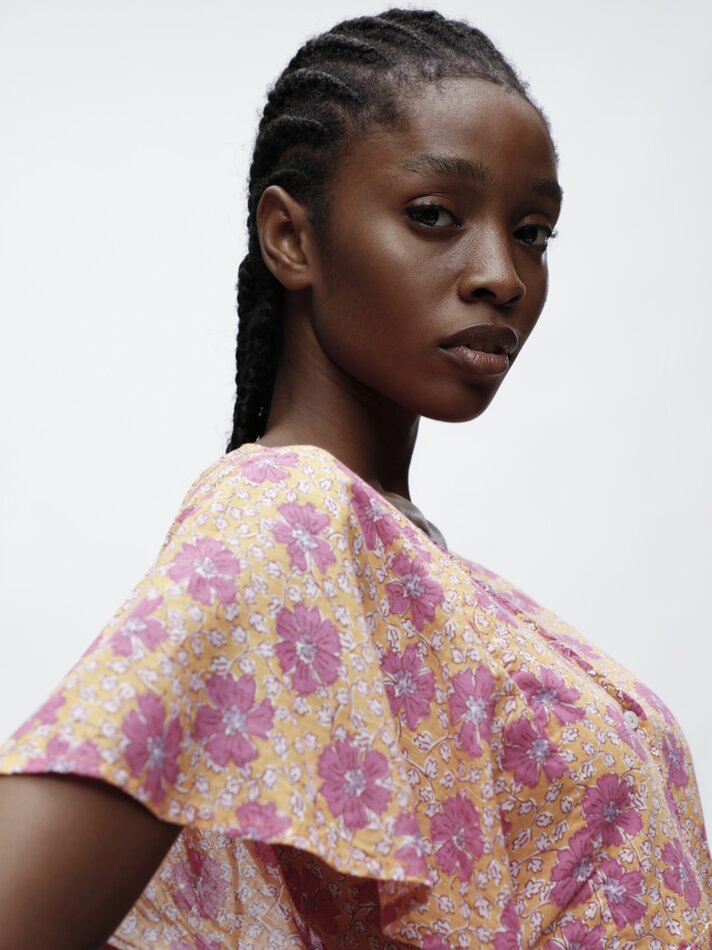 Vestido curto estampado - Laranja