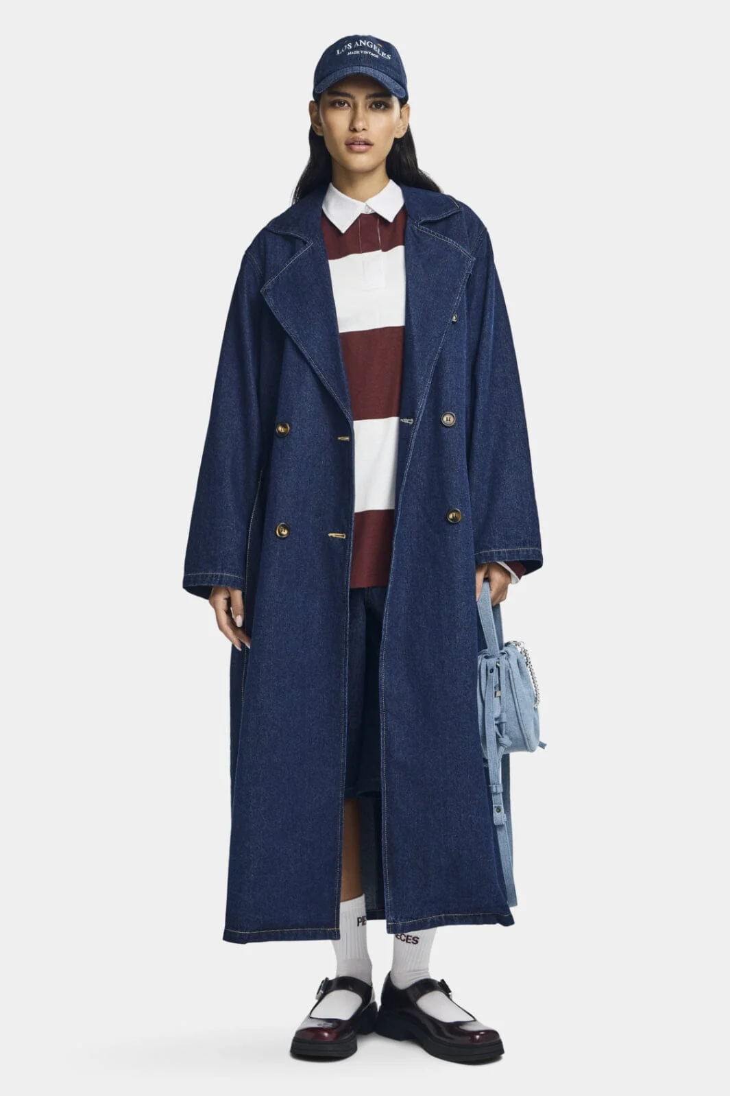 Pieces Pcfreya Ls Long Denim Trenchcoat Fsy