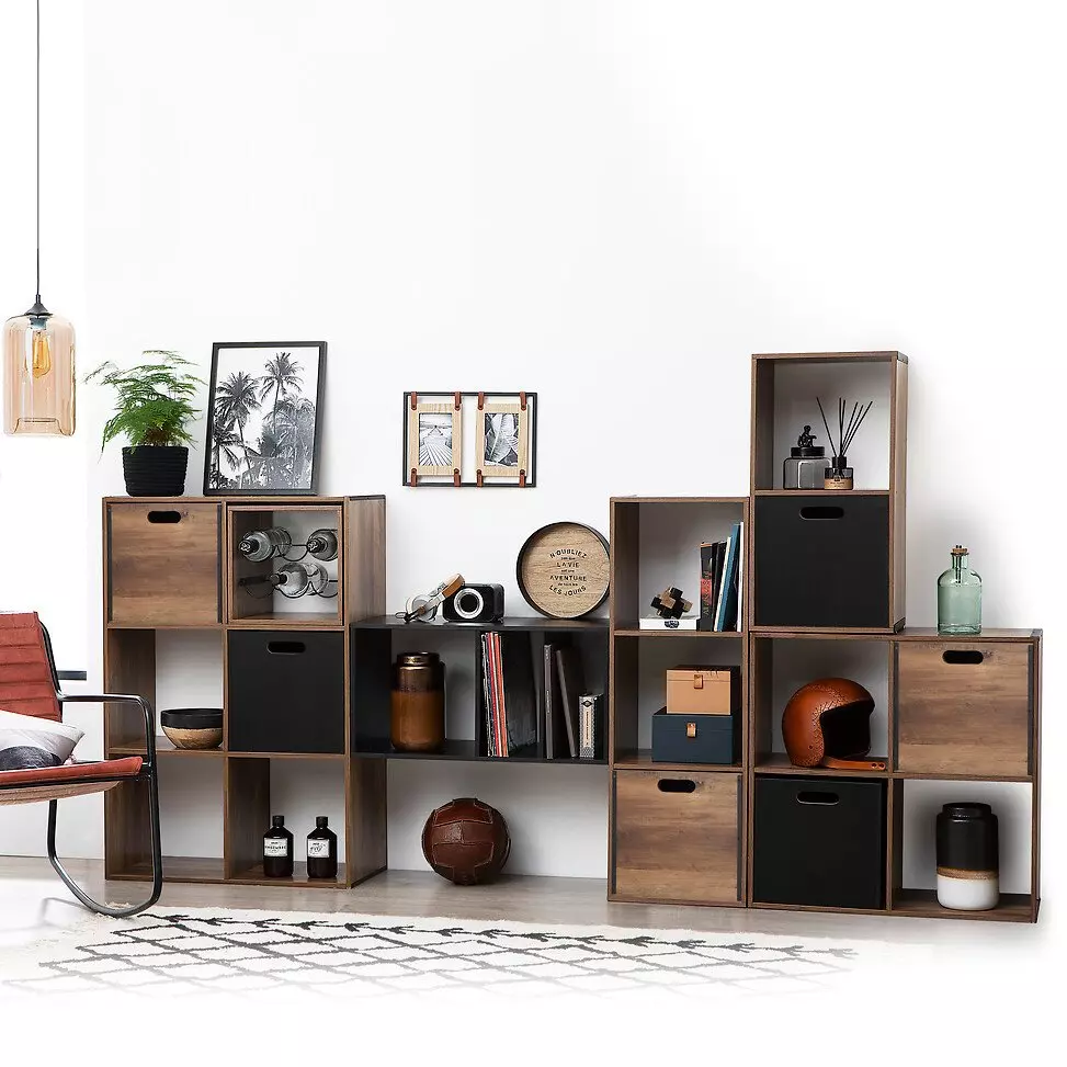 Boite de rangement (31 x 31 x 31 cm) Mano Bois foncé