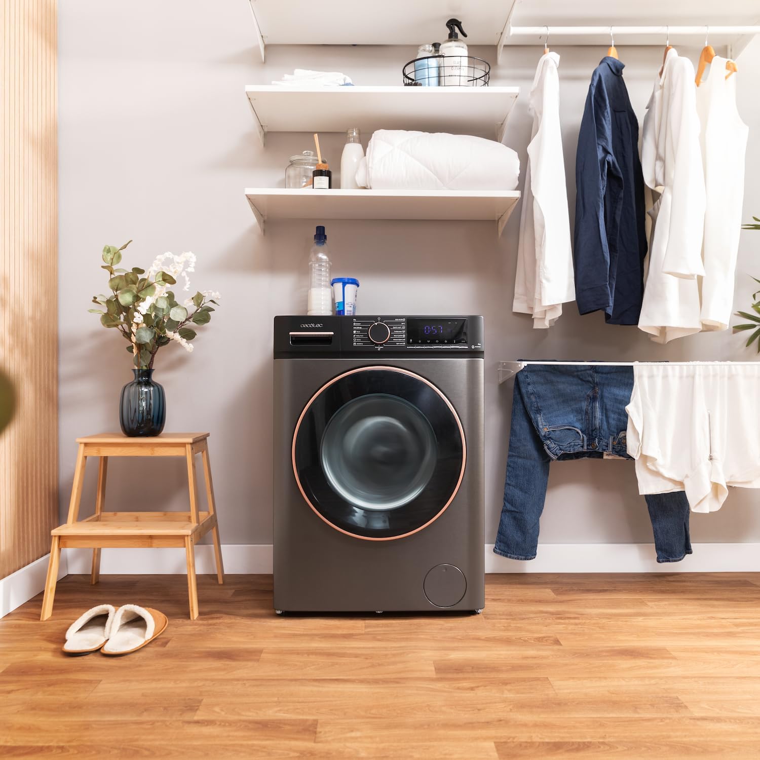 Cecotec Lave-linge 8 kg Bolero DressCode 8610 Inverter Steel A. Chargement Frontal, 1400 RPM, SteamMax, Motor Inverter Plus, 15 Programmes, OnSmart, Stop&Go, DrrumClean, Caoutchouc Antibactérien