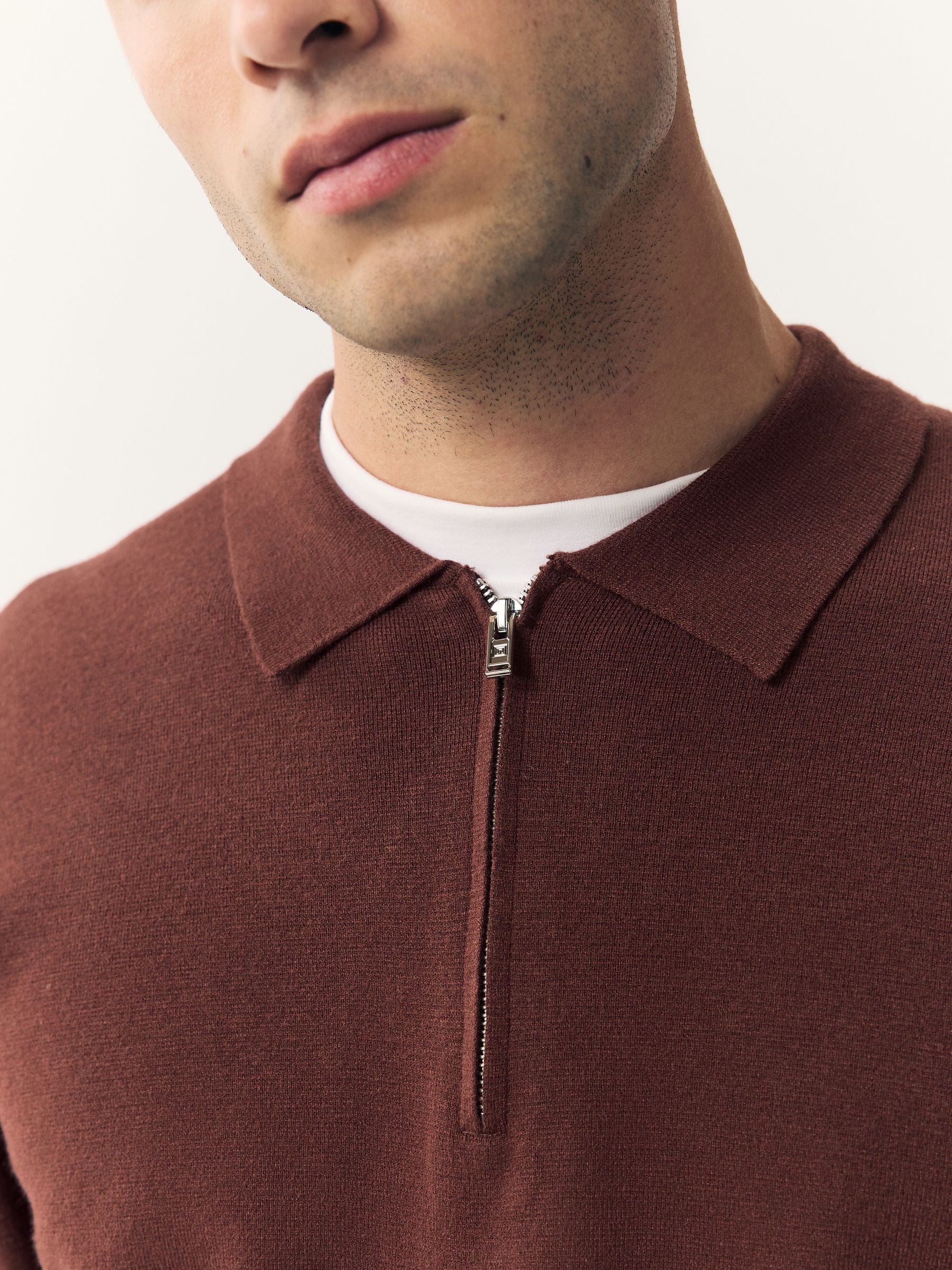 Roestrood - Half met rits - Regular Fit Premium Mid Weight Long Sleeve Knit Polo Shirt