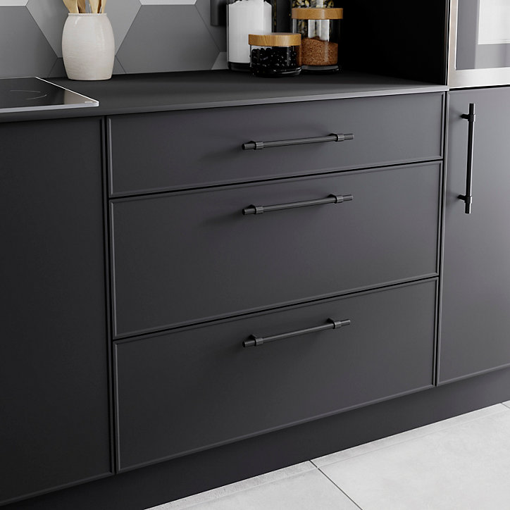 Poignée de meuble de cuisine GoodHome Dukkah noir L. 25,7 cm, 2 pièces