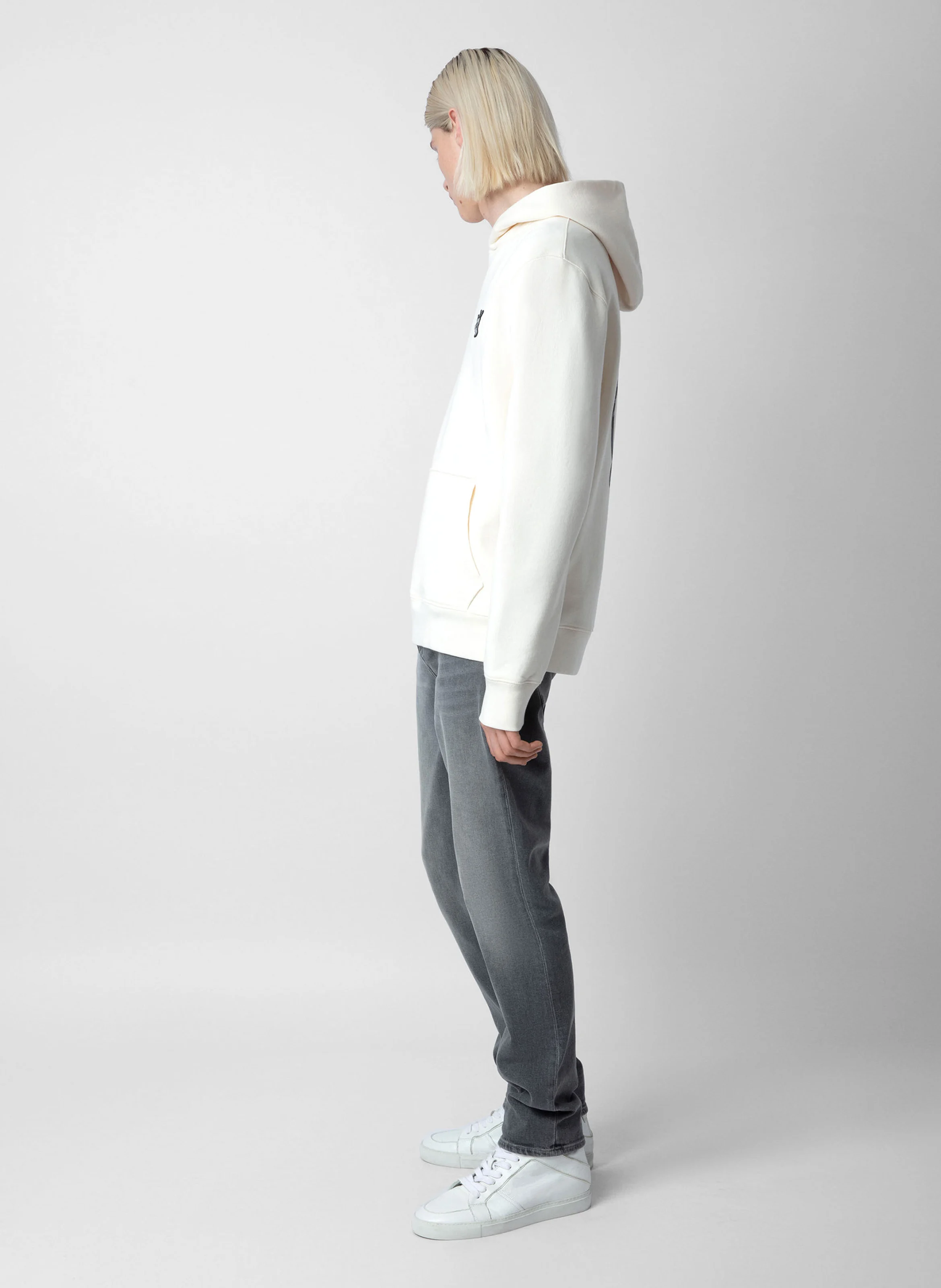 Sweat à capuche en coton imprimé | Blanc