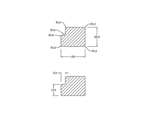 Universele afwerkstrip voor akoestische panelen, zwart, 2800 x 28 x 22 mm