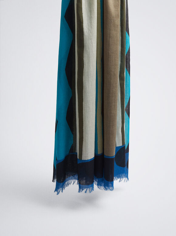 Lenço de algodão estampado - Azul