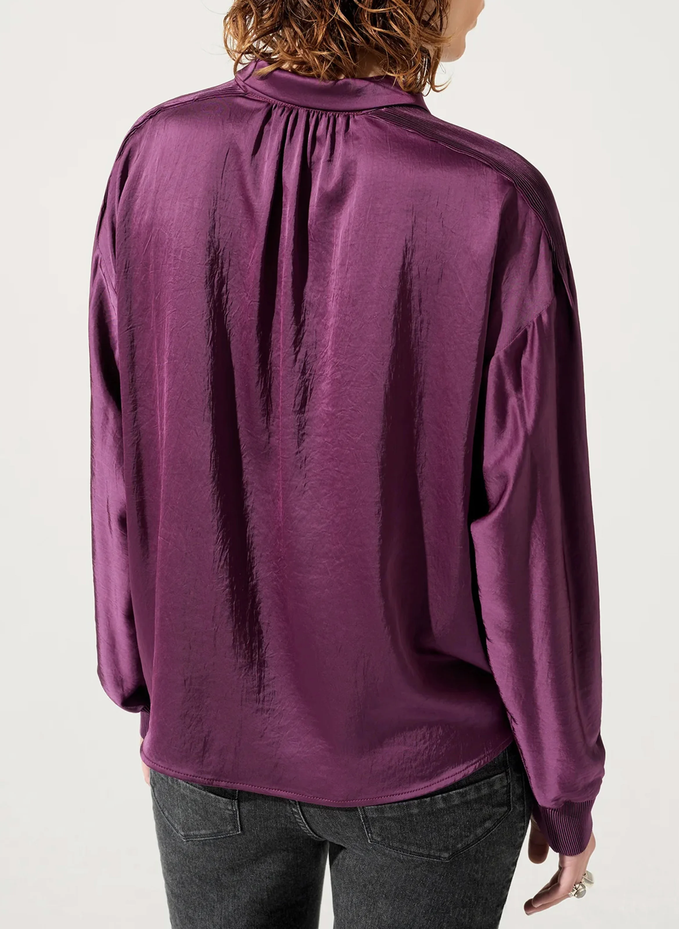 Blouse oversize à col chemise| Violet