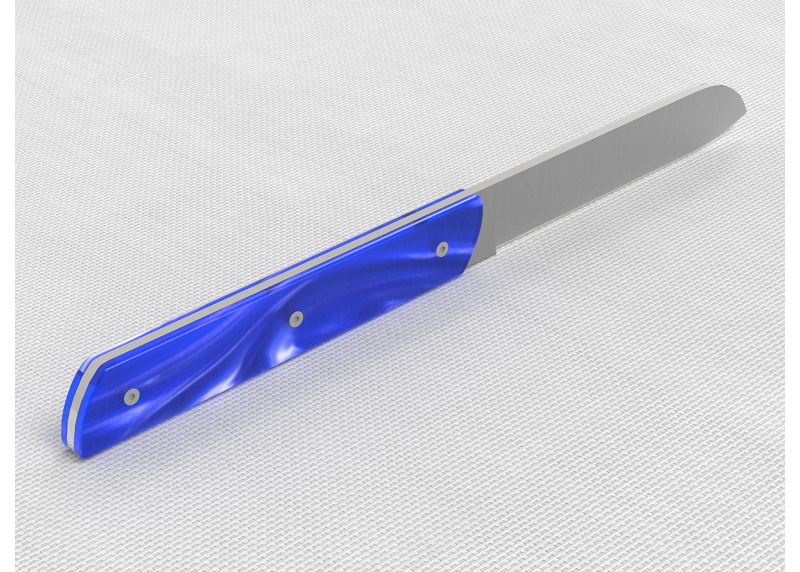 Service de 6 couteaux de table avec un manche en Madreperlato Bleu et lame en acier inoxidable