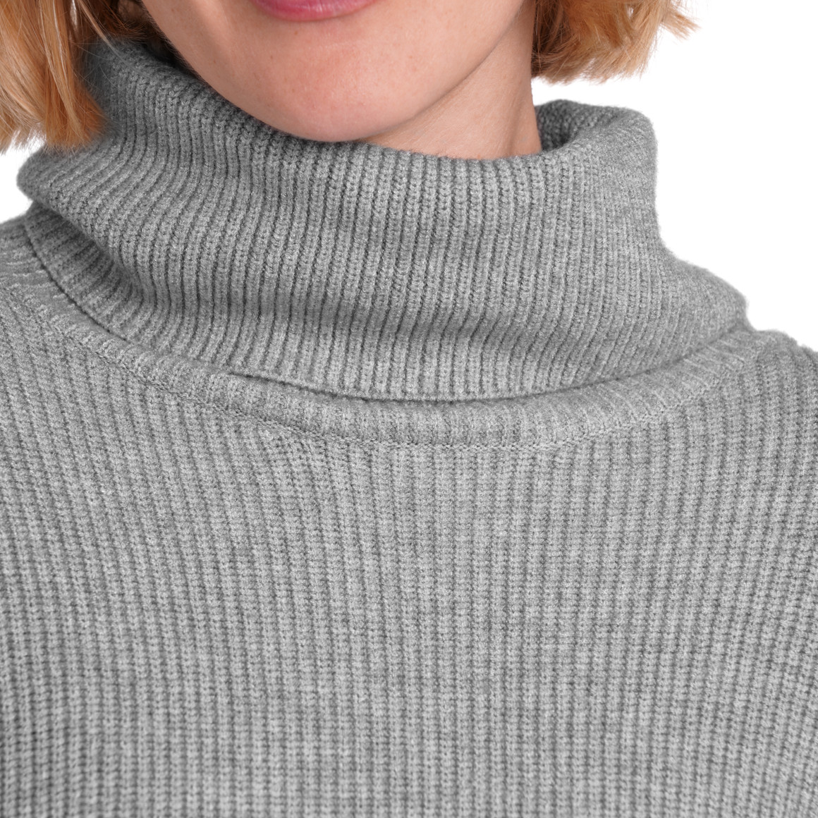 Gina Benotti Damen Strickpullover mit Rollkragen hellgrau