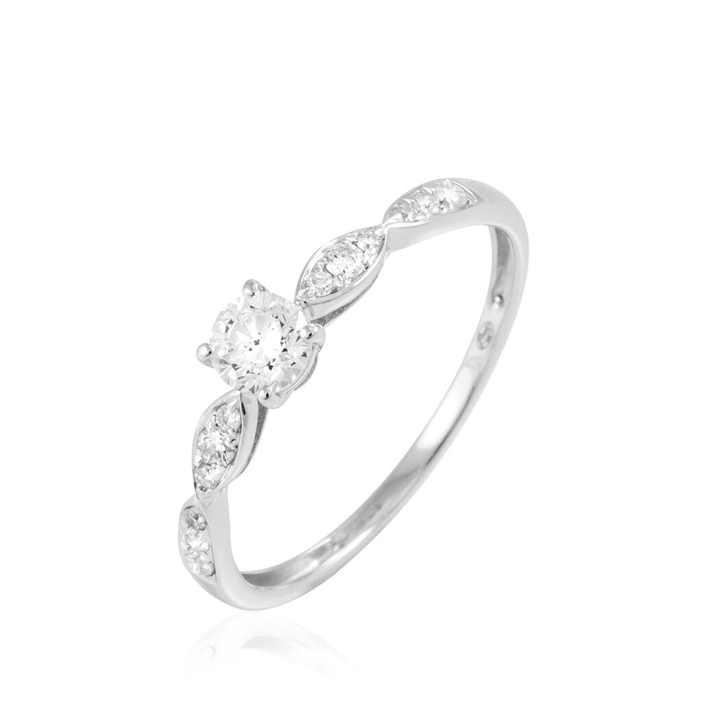 Bague Solitaire Etoile Or Blanc Diamant