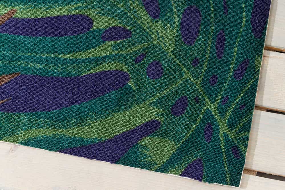 In- und Outdoor Teppich LEAF 240x160cm grün blau Blatt-Design wetterfest