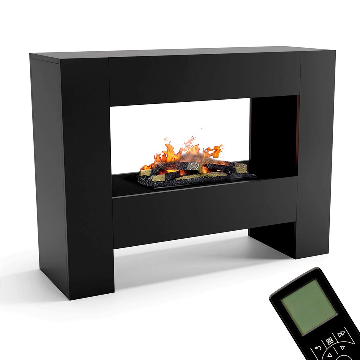 GLOW FIRE Elektrische haard 'Fallada' | Waterdamphaard met OMC 600 inclusief zwart hout als roomdivider | HxBxD: 90x120x40 cm