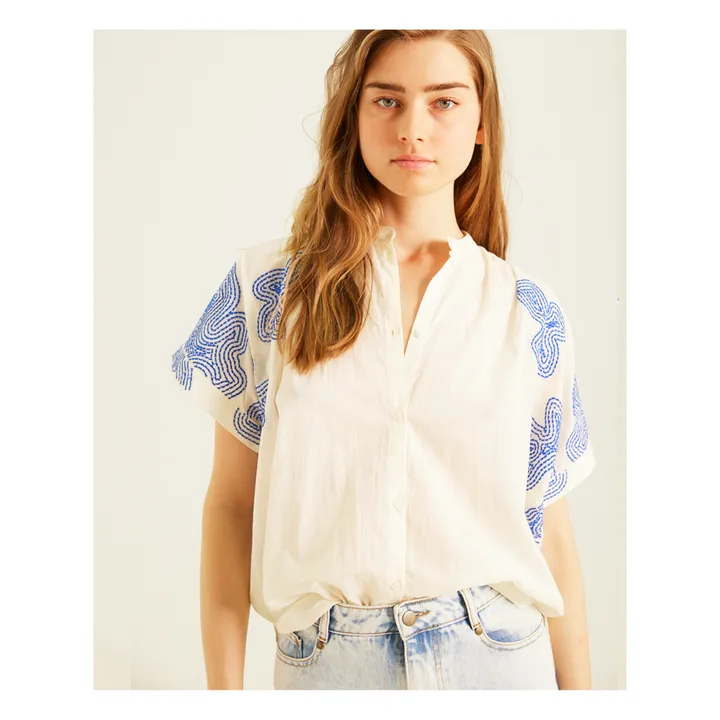 Sacrécoeur Blouse Maya Broderies Fleurs | Blanc