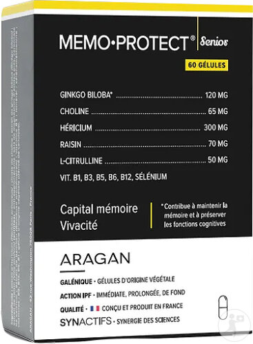 Aragan Synactifs Memoprotect Senior Mémoire Et Fonctions Cognitives 60 Gélules