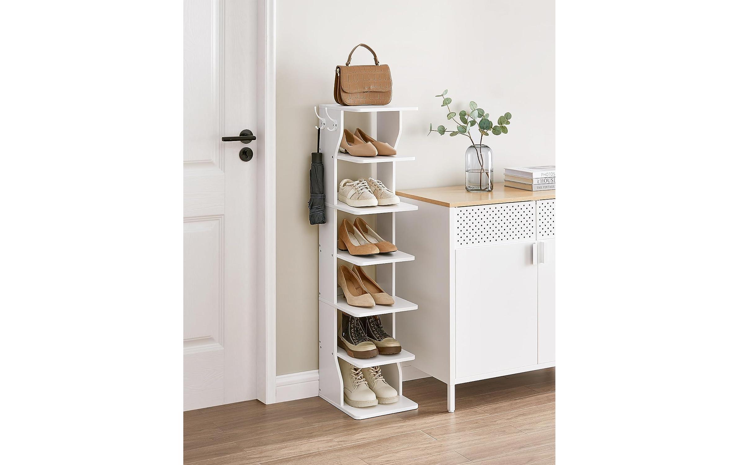Schuhregal 26.4 x 30 x 110.4 cm, WeissSchuhgestell mit 5 Ablagen