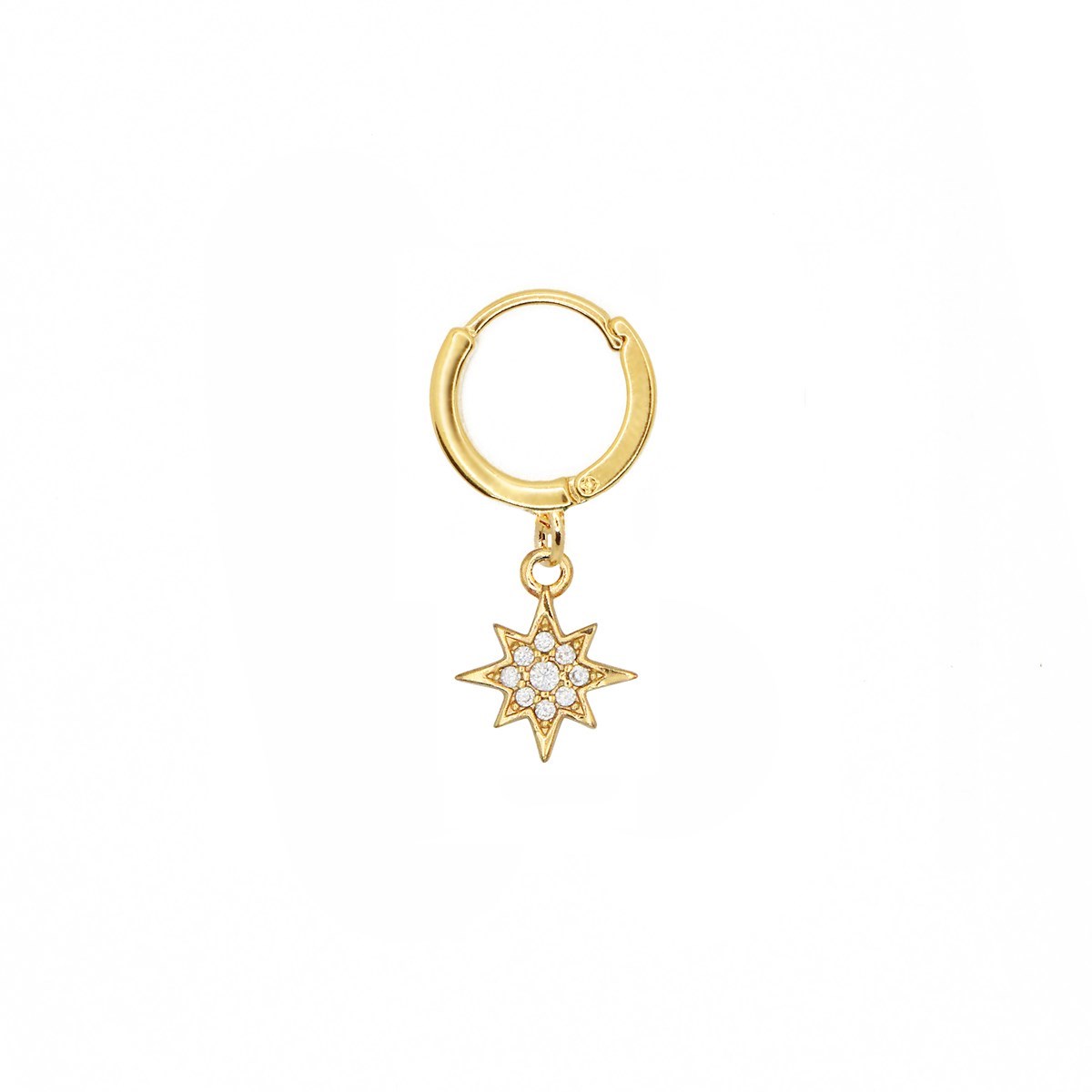 Boucle à l'unité étoile du nord dorée à l'or fin 24k LILY