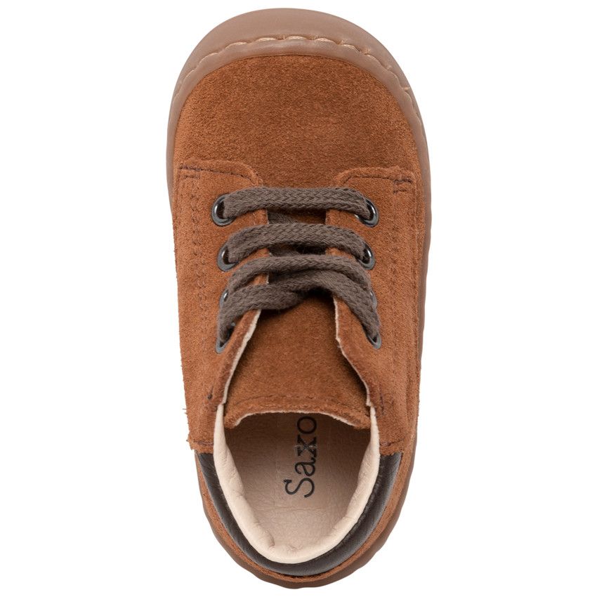 Bottillons camel en cuir pour bébé garçon - Marron