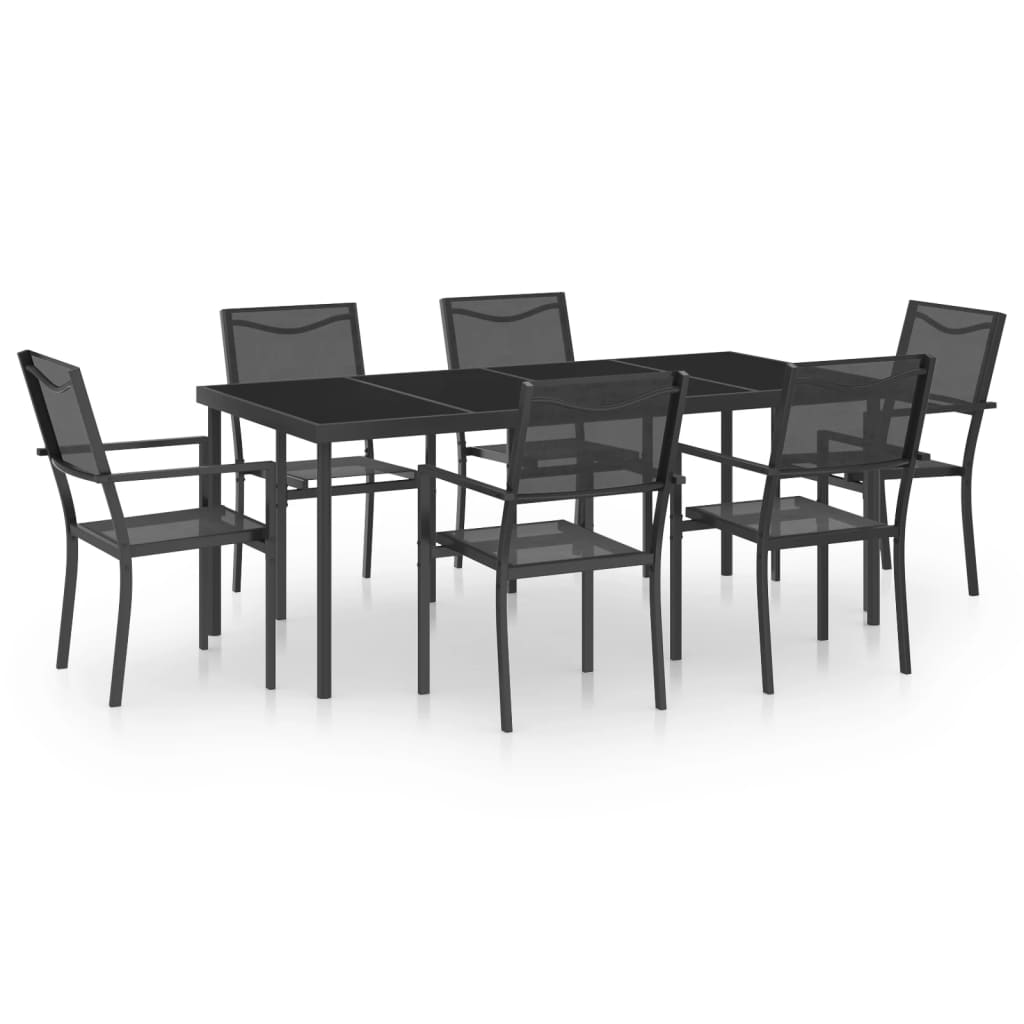 Mobilier de salle à manger d'extérieur 7 pièces acier