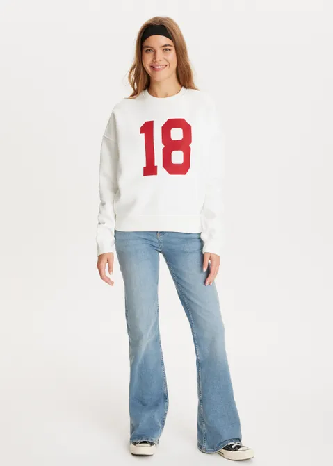 Sweater met cijferprint off-white (WIT.O)