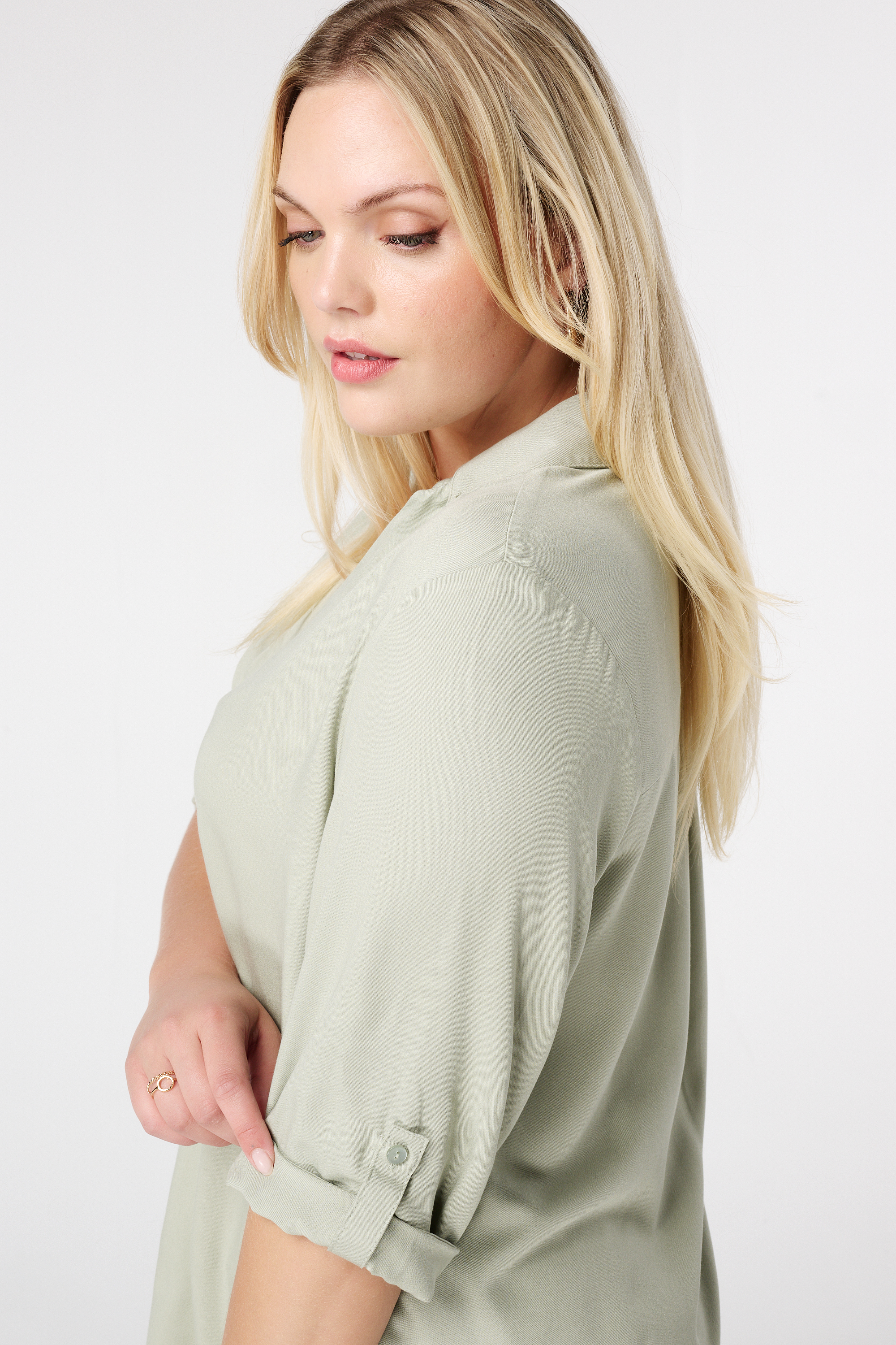 Blouse met opgerolde mouwen Mint