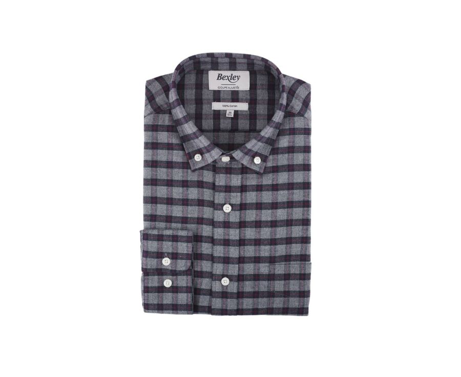 Chemise flanelle à carreaux Navy et gris - FRANKLIN
