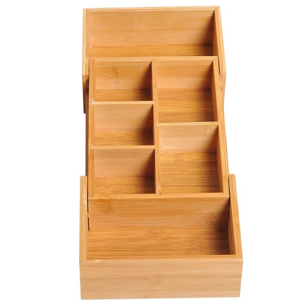 Oppbevaringsboks, Skufforganisator, Uttrekkbar Organiser, Bambus, Natur, 24,6 X 17,6 X 7 Cm