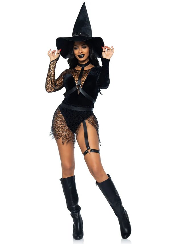 Halloween Kostuum Zwart Dames Bodysuit Tovenares Leg Avenue