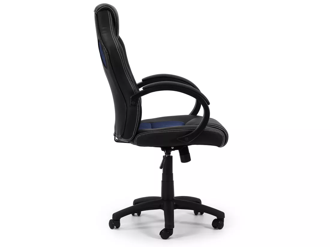 Fauteuil de Bureau réglable et inclinable Hamilton tapissé en Similicuir, Noir/Bleu