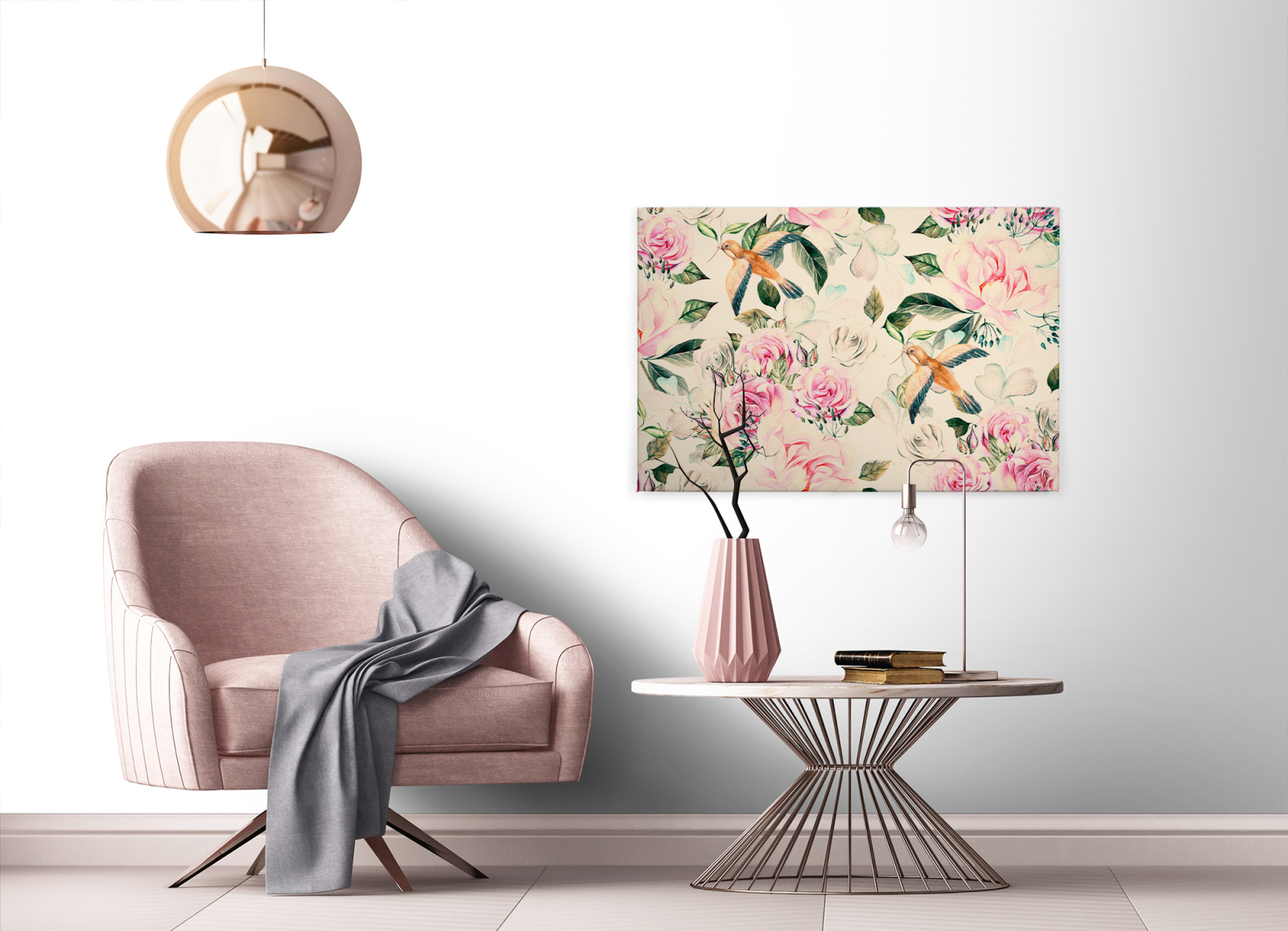 Leinwandbild BLUMEN - beige - 90x60 cm