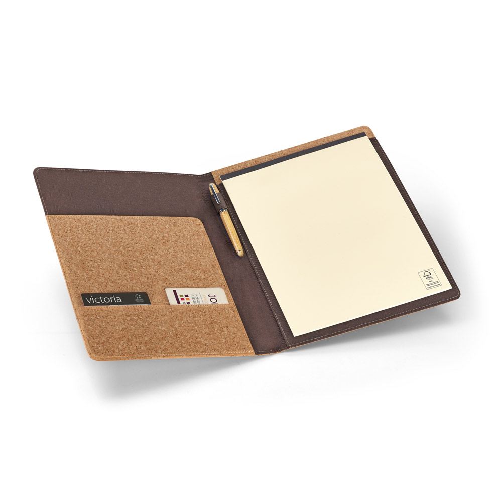 hi!dea 92069 - Porte-documents A4 A4 en liège avec bloc de pages non lignées